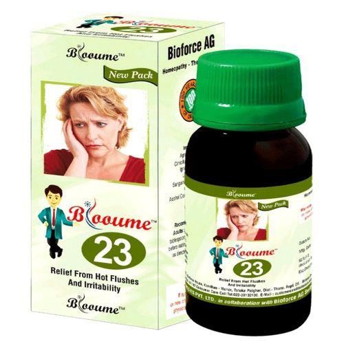 Blooume 23 Menosan used for relief from symptoms like hot flushes, palpitation and irritability associated with menopause.