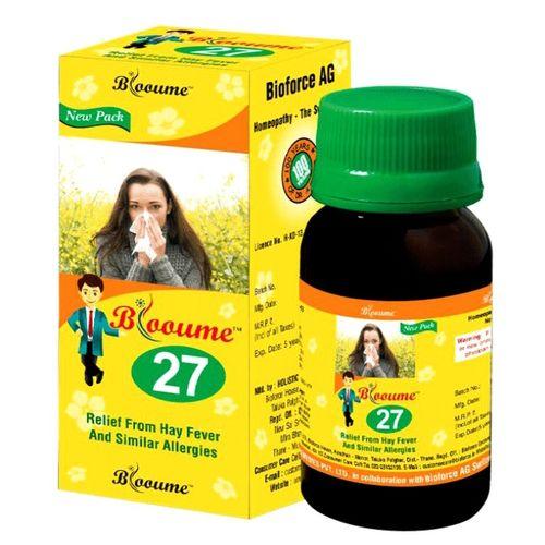 Blooume 27 Pollinosan used for hay fever. Acute and chronic allergic rhinitis, Skin allergies. Non sedating.
