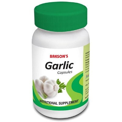 Unlock the power of garlic with BAKSON Garlic Capsules, your daily supplement for boosting immunity, improving digestion, and promoting heart health. Made with natural garlic and ginger extracts, our capsules offer antiseptic and antibacterial benefits, help lower cholesterol, and support overall well-being.
