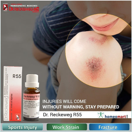Homeopathy injury drops for fractures, sprains, bruises, wounds, or trauma,