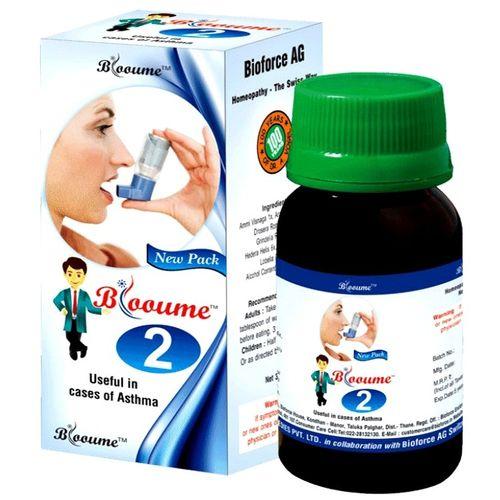 Blooume 2 Asthmasan Drops offer homeopathic relief from bronchial asthma, allergic cough, breathlessness, wheezing & chest tightness. Plant-based formula.