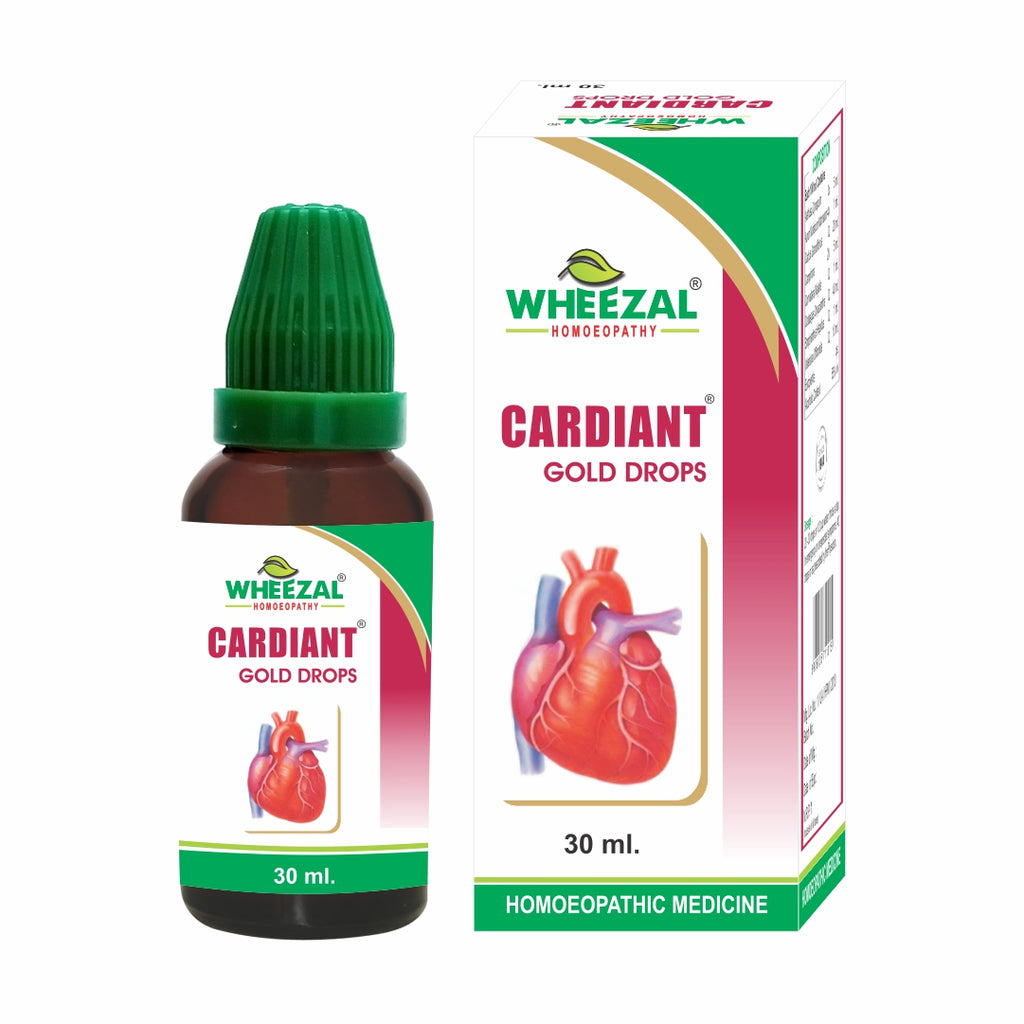 Wheezal Homeopathy Cardiant Gold Drops, Chest pain, heart attack 