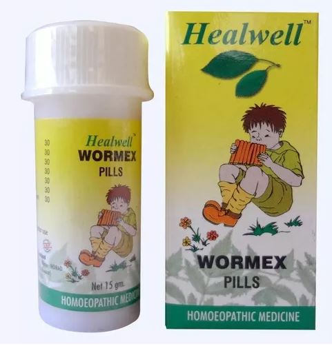 Healwell Wormex Pills for kids – homeopathic deworming for roundworms, hookworms & tapeworms.