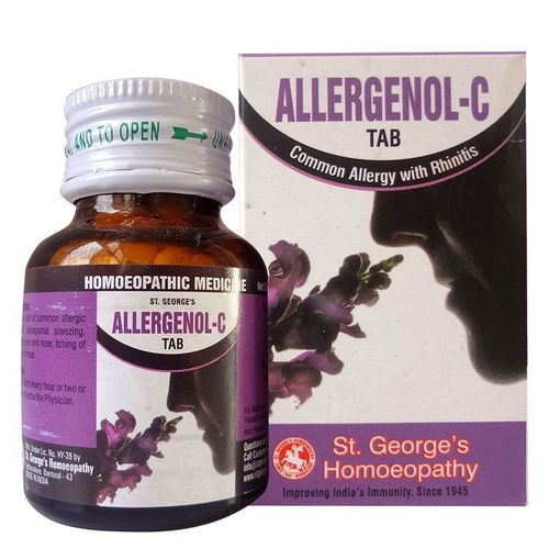 Allergenol C Tablets, a homeopathic remedy for effective relief from common allergies. Targets symptoms like sneezing, itchy eyes, runny nose, and throat irritation