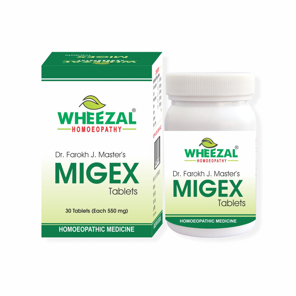 Wheezal Homeopathy Dr Farokh J M Migex Tablets for Migraine