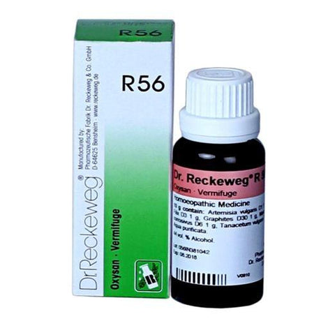 Dr. Reckeweg R56 is a German homeopathic remedy for intestinal worms. Safe, natural deworming for children & adults. Effective for roundworms, pinworms.