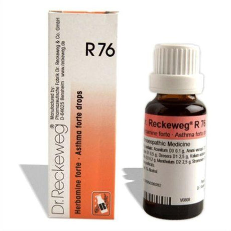 Natural homeopathy for asthma. R76 drops ease wheezing, breathlessness & chest tightness. Safe, effective asthma support from Dr. Reckeweg.
