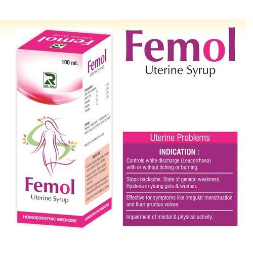 Dr Raj Femol Homeopathic  Uterine Syrup for Leucorrhoea, irregular menstruation