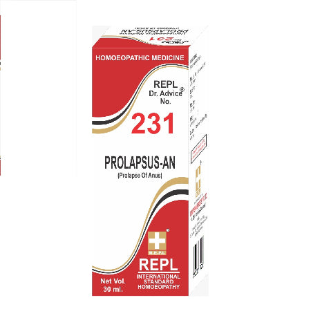 Get relief from early rectal prolapse, constipation & fecal incontinence with REPL 231 Prolapsus-An. Strengthens tissue walls & improves bowel function.