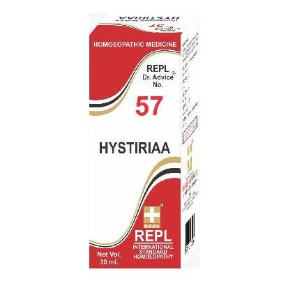 REPL Dr Advice No 57 Hysteria, REPL Hysteria Drops, REPL No 57, homeopathic medicine for emotional stress, homeopathic medicine for grief, homeopathic medicine for mood swings, homeopathic anxiety support, Ignatia Amara combination, emotional balance homeopathy, nervous agitation homeopathy, stress relief homeopathy, REPL homeopathy, emotional wellness drops, homeopathic mental support, buy REPL Dr Advice No 57