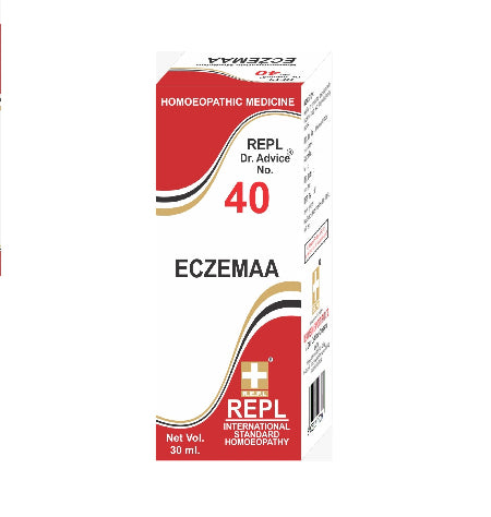 Buy REPL ECZEMAA Drops – Homeopathic relief for eczema, dry flaky skin, itching, rashes & vesicular eruptions. 10–15 drops, 3–4 times daily.