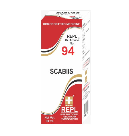 REPL SCABIIS homeopathy Drops for relief from scabies, intense itching, redness, and dry skin. Fights mite allergies & skin infections.