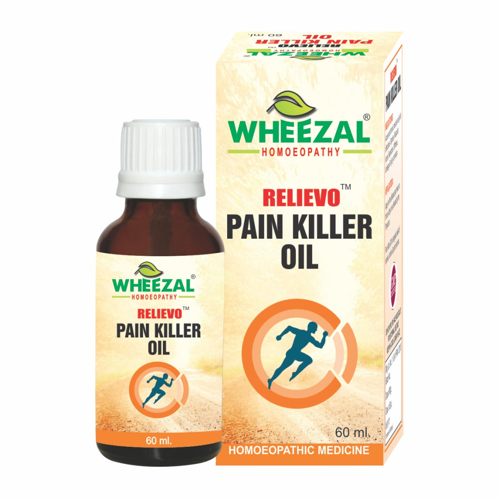Wheezal Homeopathy Relievo Pain Killer Oil Muscle Strain, Sprain, Lumbago