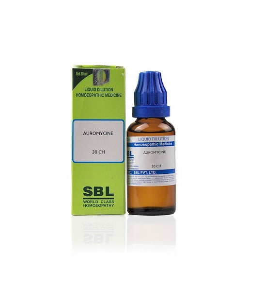 SBL Auromycine Homeopathy Dilution 6C, 30C, 200C, 1M, 10M.
