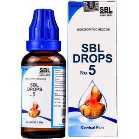 SBL Drops No.5 provides quick relief from cervical pain, neck stiffness, and associated symptoms like vertigo and numbness.