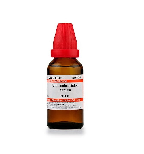 Schwabe Antimonium Sulphuratum Aureum Homeopathy Dilution 6C, 30C, 200C, 1M, 10M.