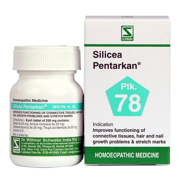 Schwabe homoeopathy Silicea Pentarkan for hair, nail growth, wound healing.