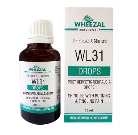 Wheezal WL 31 Drops offer homeopathic relief from shingles pain, burning, tingling, and nerve sensitivity after Herpes Zoster. Formulated by Dr. F. J. Master.