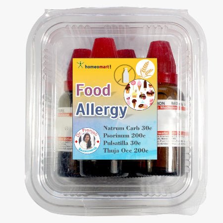 Food allergy emergency Rescue homeopathy Kit with Pulsatilla, Psorinum, Lacheses, Thuja occ, Tellurium met