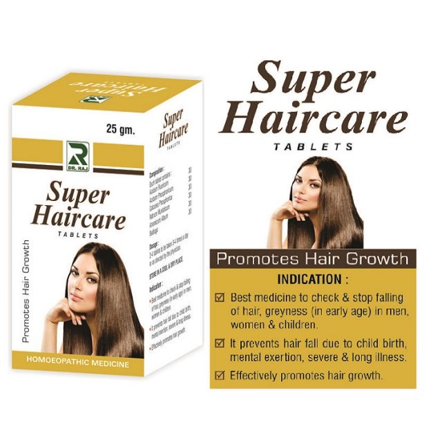 Dr Raj Super Haircare homeopathy Tablets for Hair loss, grey hair with Badiaga