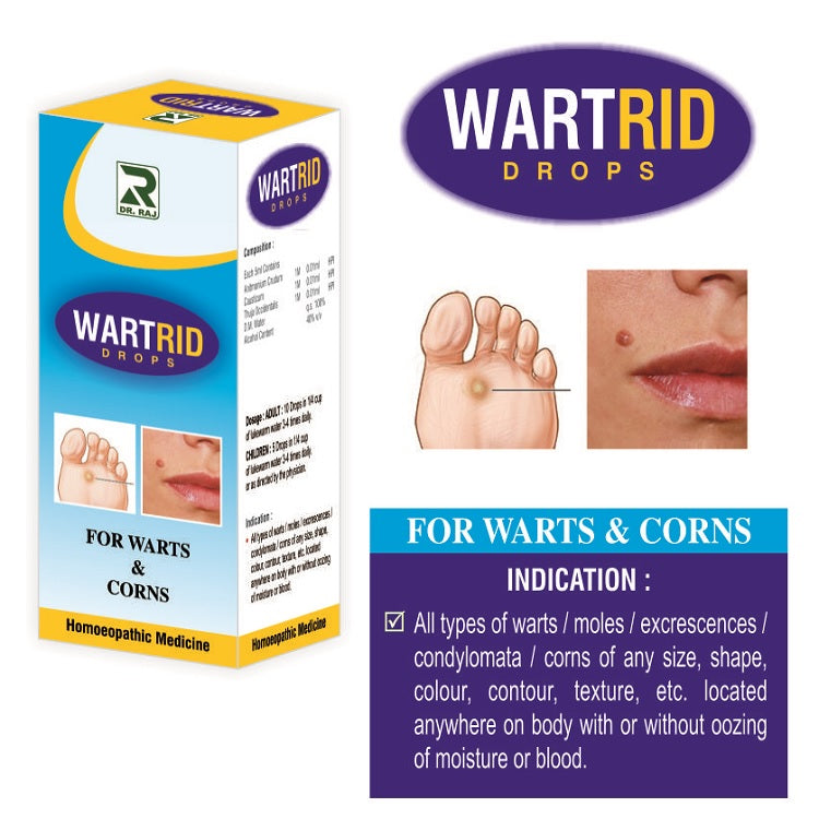 Homeopathy wartrid drops for wart and corn removal