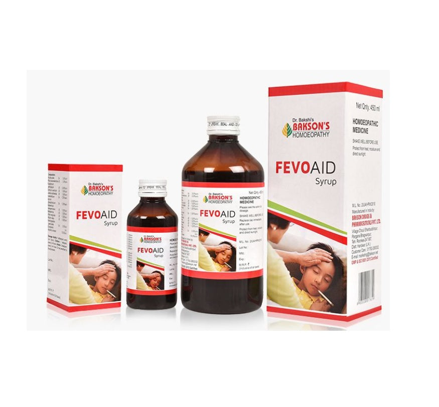 Bakson Fevo Aid Syrup, homeopathy anti-pyretic in 115ml 450ml packing