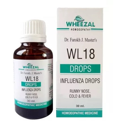 Wheezal WL 18 homeopathy Influenza Drops, runny nose, cold, fever
