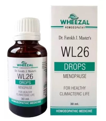 Wheezal WL 26 homeopathy Menopause Drops, Climacteric balance irregular periods, hot flashes, night sweats, sleep difficulties, and irritability