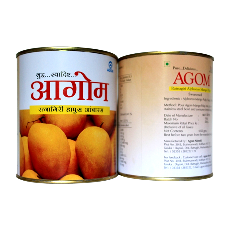 Agom Ratnagiri Alphonso (Hapoos) Mango Pulp