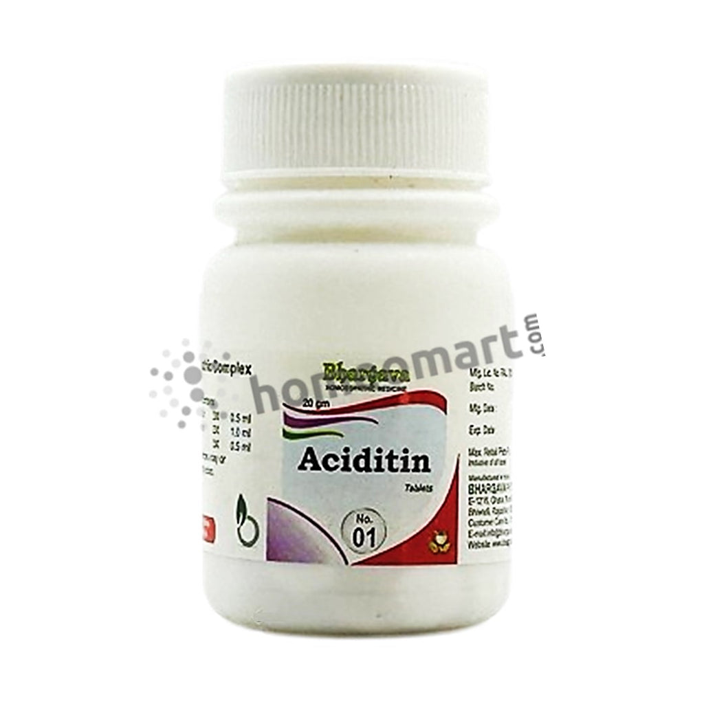 Bhargava Aciditin tablets, slow & imperfect indigestion 20gm