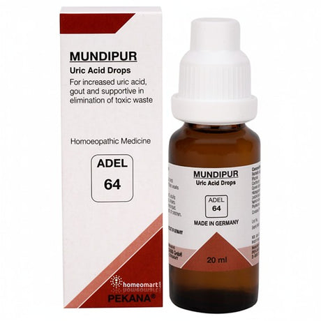 Mundipur Uric Acid Drops bottle and packaging on a white background