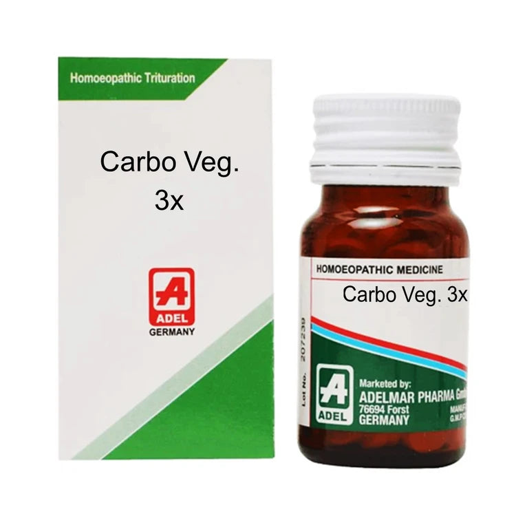 Adel Germany, a prominent homeopathic medicine producer, in front of Carbo Vegetabilis 3X Tablets.