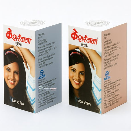 Two boxes of a hair care product with a woman's face on the packaging, featuring the brand 'Kesharanjana'.