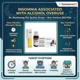 Dr. Reckeweg R14 Quieta Alcohol Insomnia Relief Combo with Nux Vomica 200 for alcohol-related sleeplessness, midnight waking, and nervous restlessness insomnia