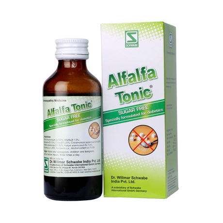 Schwabe Alfalfa homeopathic Tonic Diabetic (Sugar free), Weakness, Poor Appetite, Stress Sleep Disorders 100ml