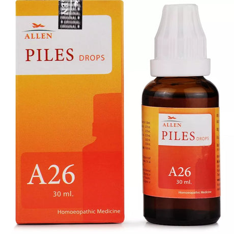 Allen Piles Drops packaging and bottle on a white background
