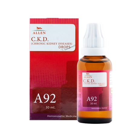 Allen A92 Drops, Allen A92, homeopathic medicine for CKD, chronic kidney disease homeopathy, kidney support drops, high creatinine homeopathy, nephritis homeopathic medicine, kidney function support, renal care homeopathy, kidney drops, urinary homeopathic medicine, Allen kidney drops