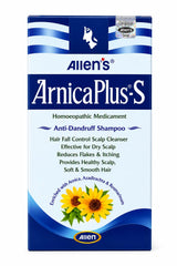 Allens Arnicaplus-S Shampoo removes dandruff, prevents scalp infections & strengthens hair with Arnica, Selenium & Thuja. Suitable for all hair types