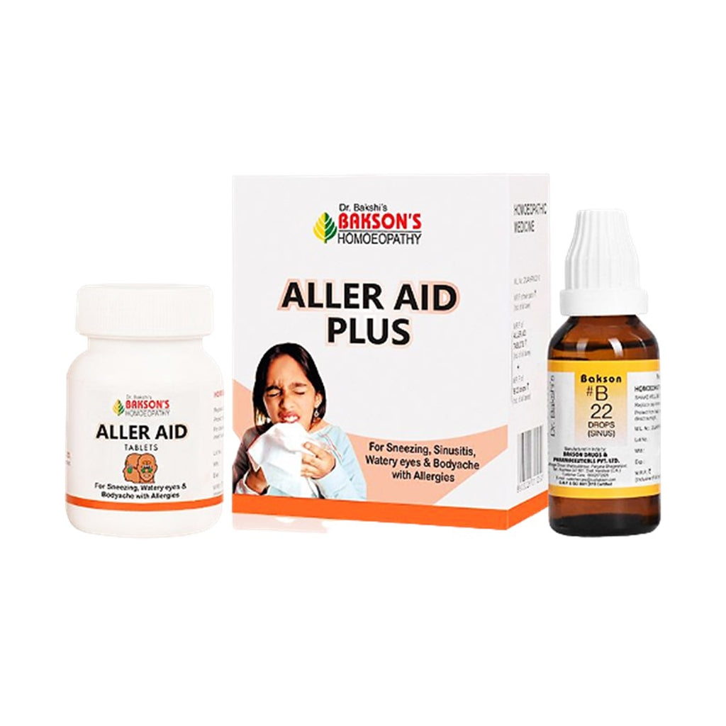 Bakson Aller Aid Plus for Sneezing, Sinusitis, Watery eyes & Bodyaches with allergies