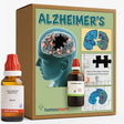 Homeopathic treatment for Alzheimer's with packaging and bottles on a white background