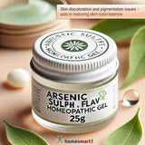 Arsenic Sulph. Flav homeopathic gel for skin health, discolored, blotchy, and scaly skin,