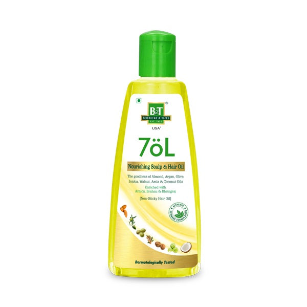 B&T 7oL Hair Oil nourishes & strengthens hair with Almond, Argan, Jojoba & Amla oils. Controls hair fall, boosts growth & restores shine.