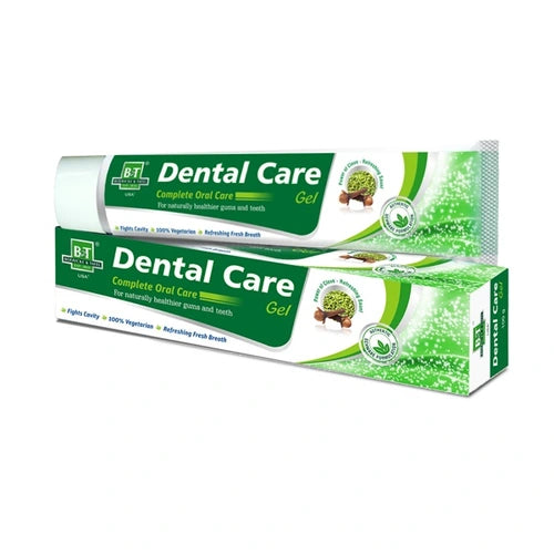 B&T Dental Gel fights cavities, bad breath & gum issues with Neem, Clove & Calendula. 100% vegetarian, fluoride-free herbal oral care for daily use.

