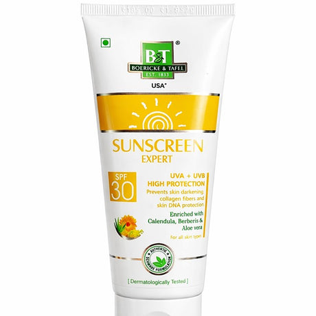 Sunscreen expert tube with SPF 30 on a white background