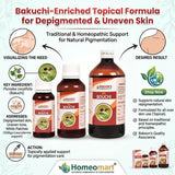Bakson Oil Bouchi, Bouchi Oil, Bakuchi, Babchi, Psoralea Corylifolia, Vitiligo, Leucoderma, Skin Pigmentation, Hypopigmentation, White Patches, Depigmented Skin, Skin Care, Homeopathy, Homeopathic Medicine, Bakson, Bakson Drugs, Topical Oil, Pigmentation Care, Bakuchi Oil, Natural Skin Care, Herbal Skin Care, Skin Wellness, Homeomart, 60ml, 100ml, 450ml