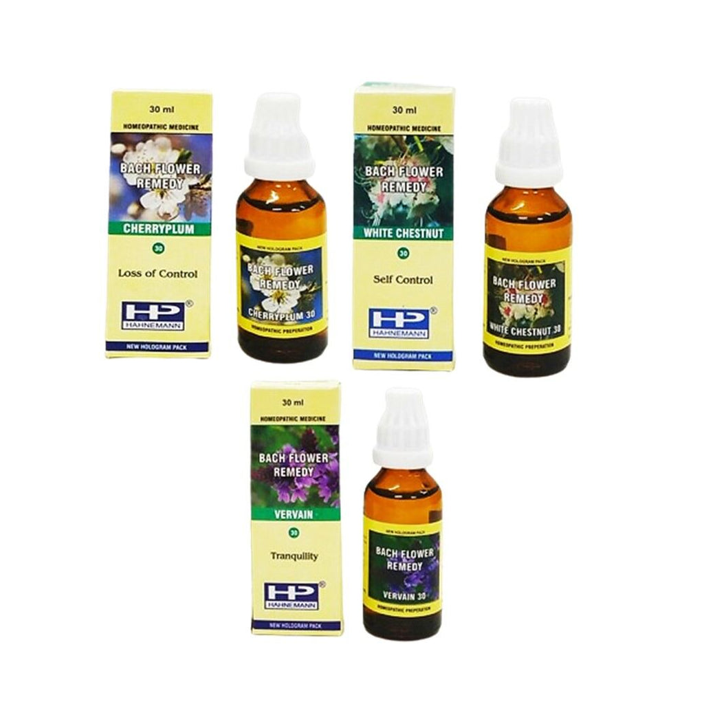 Bach Flower Mix for Agitation, Nervous excitement with Cherry Plum, Vervain, White Chestnut