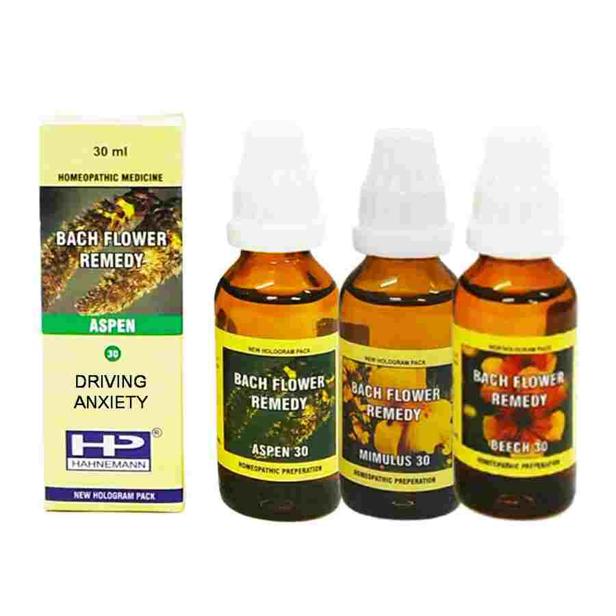 Hahnemann Bach Flower Remedy Mix for Driving Anxiety: Aspen, Mimulus, Beech