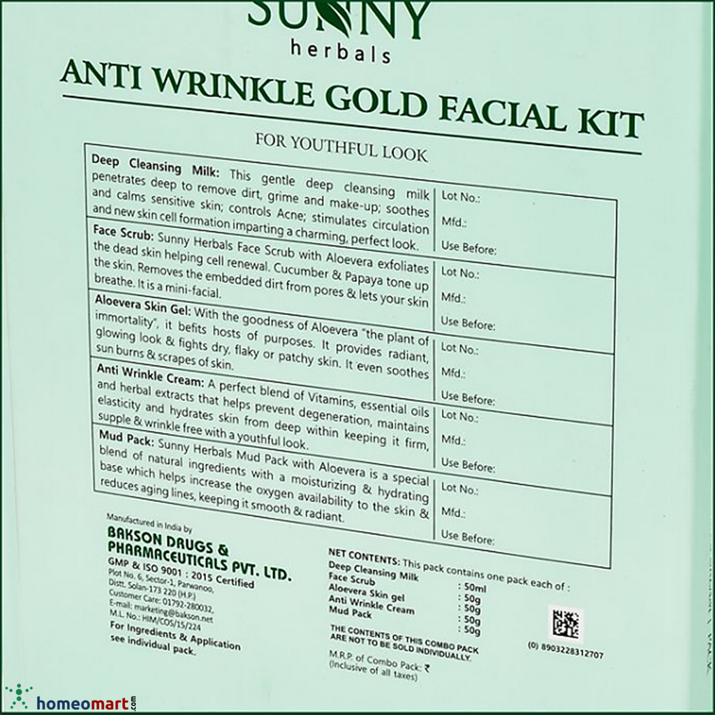 Bakson Sunny Anti Wrinkle Facial Kit  15% off