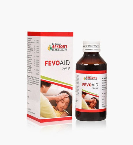 Ease fever and flu discomfort naturally with Bakson Fevo Aid — a safe, fast-acting homeopathic syrup for chills, body ache, cough, and fatigue.