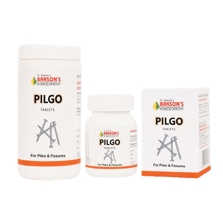 Get natural relief from bleeding piles & fissures with Bakson Pilgo Tablets. Homeopathic formula eases pain, swelling & irritation. Available in 75/200 tabs.

